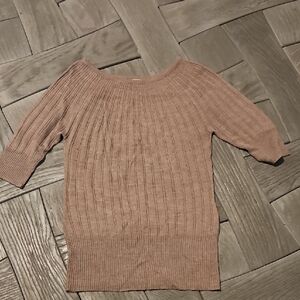 Valerie Bertinelli Ribbed Scoop Neck Sweater - Brown